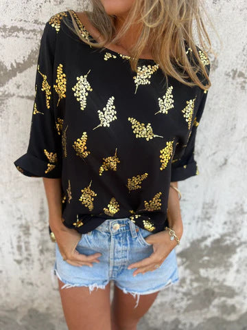 Lila | Casual Gold Printed T-shirt