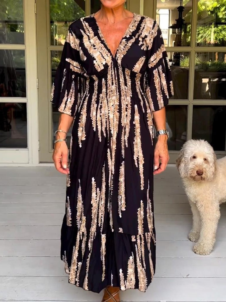 Elodie | Midi Printed Dress with V-Neck