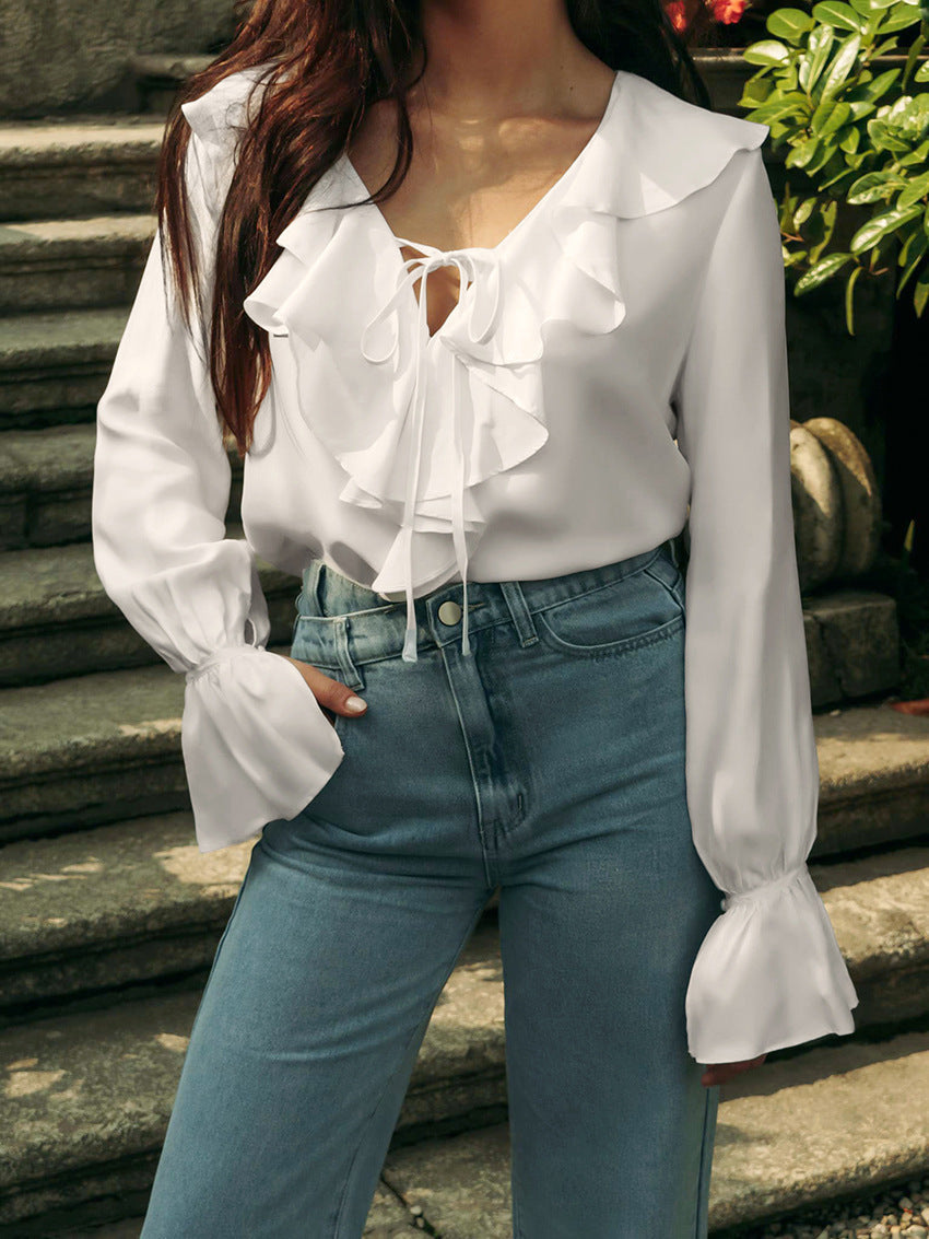 Élisa | Ruffled Blouse with Puff Sleeves