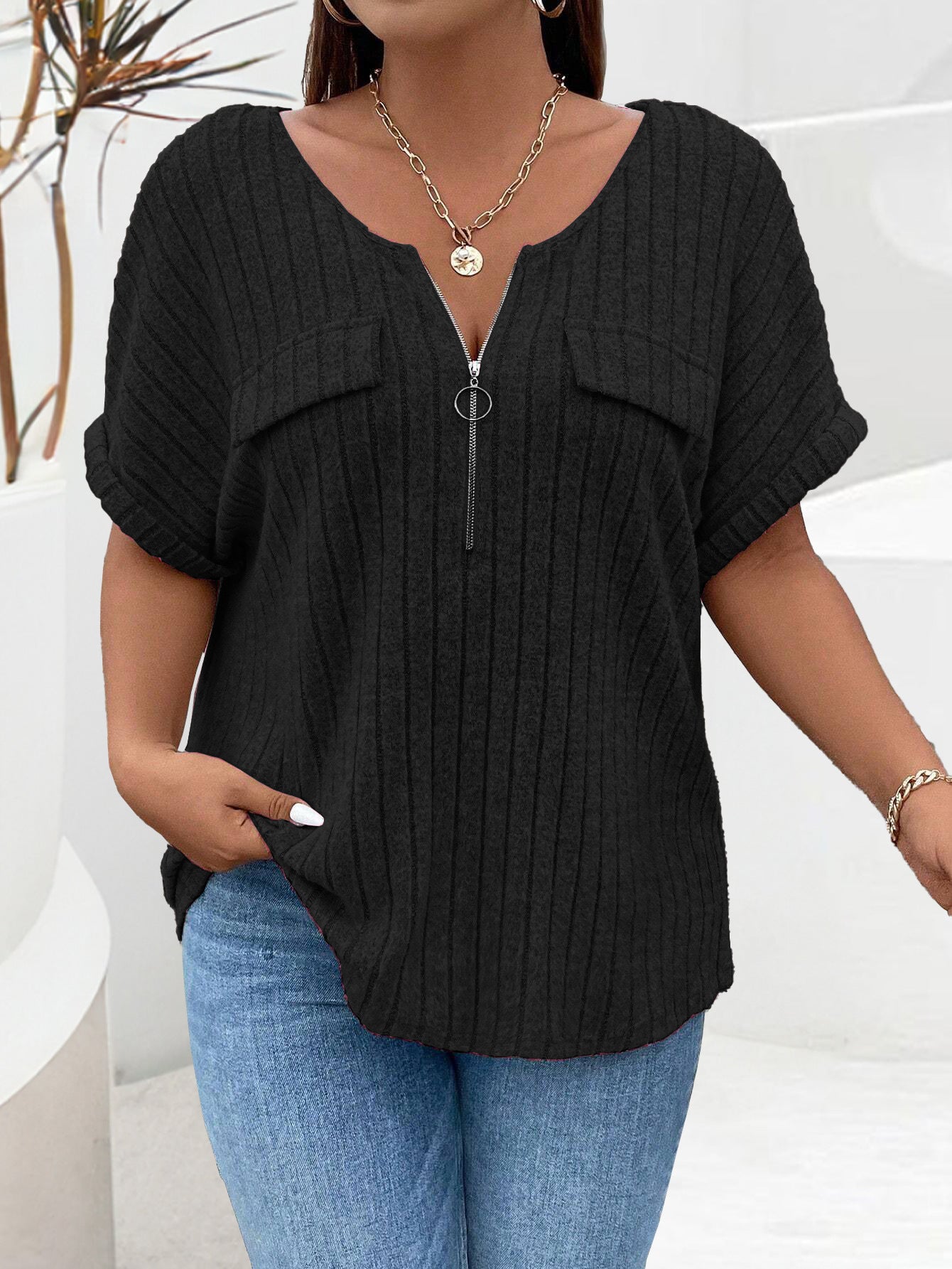 Nova™ | Elegant Zip V-Neck Sweater