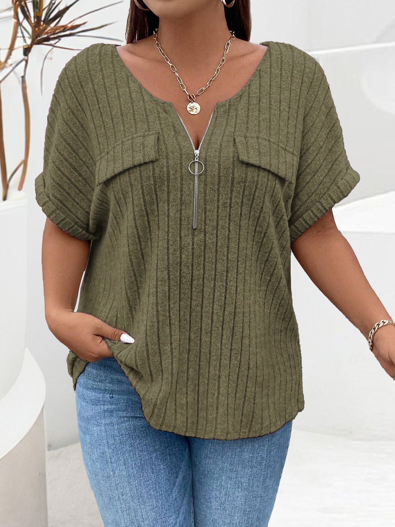 Nova™ | Elegant Zip V-Neck Sweater