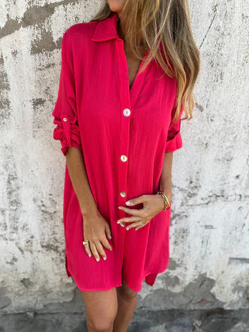 Camille | Casual Shirt Dress with Short Sleeves