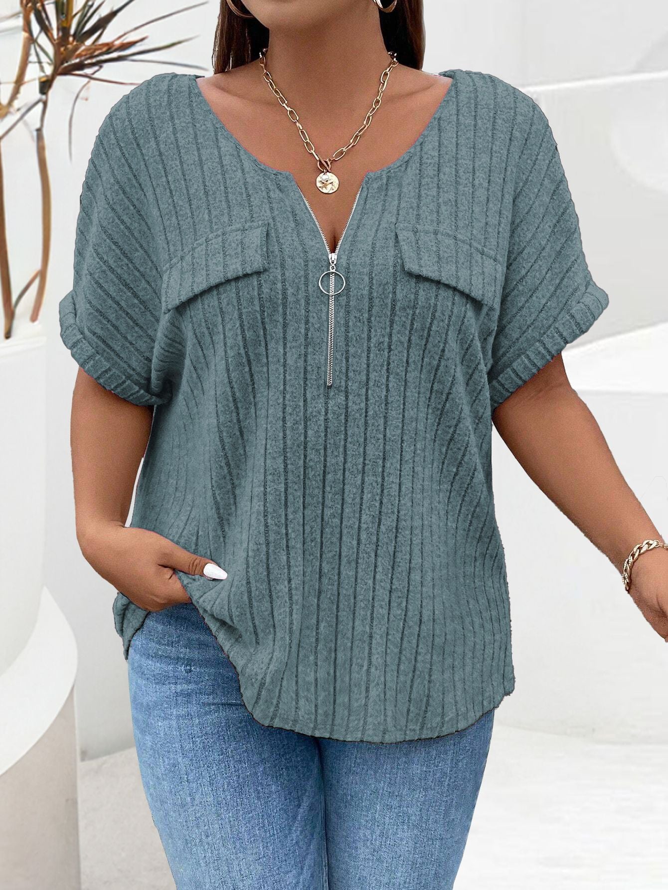 Nova™ | Elegant Zip V-Neck Sweater