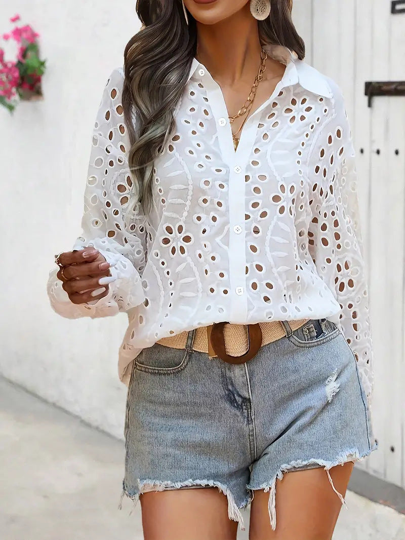 Camille | Puff Sleeve Shirt with Classic Collar