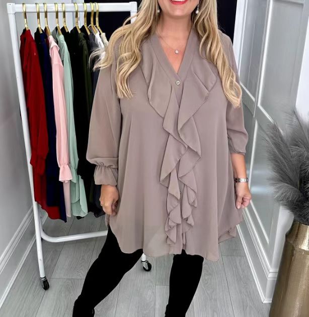 Victoria | Elegant Blouse with Ruffles and V-Neck