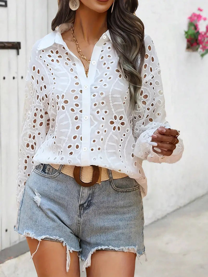 Camille | Puff Sleeve Shirt with Classic Collar