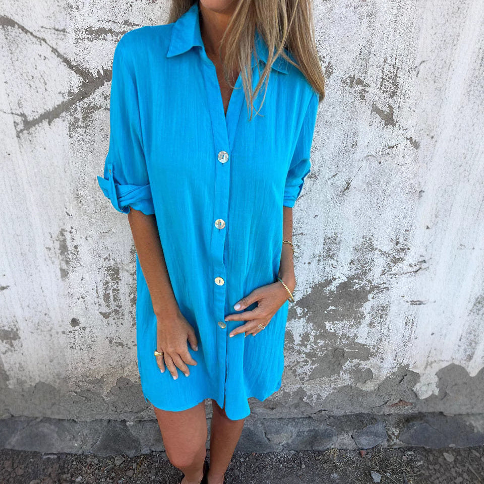 Camille | Casual Shirt Dress with Short Sleeves