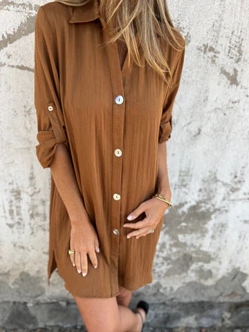 Camille | Casual Shirt Dress with Short Sleeves