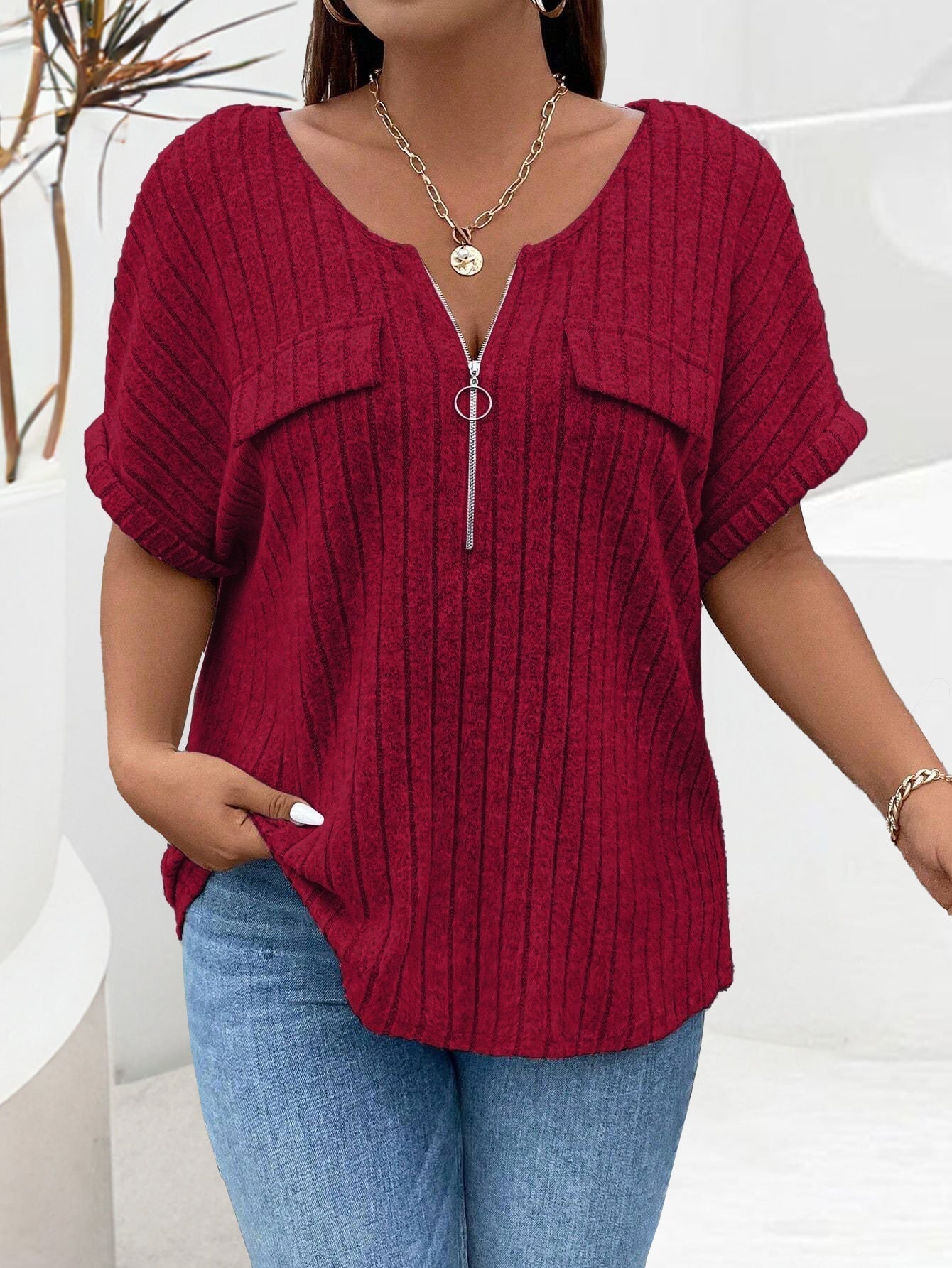 Nova™ | Elegant Zip V-Neck Sweater