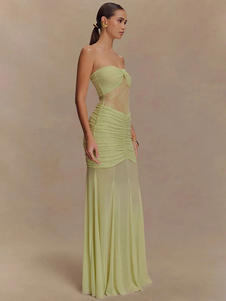 Aimee | Sheer Panel Ruched Dress