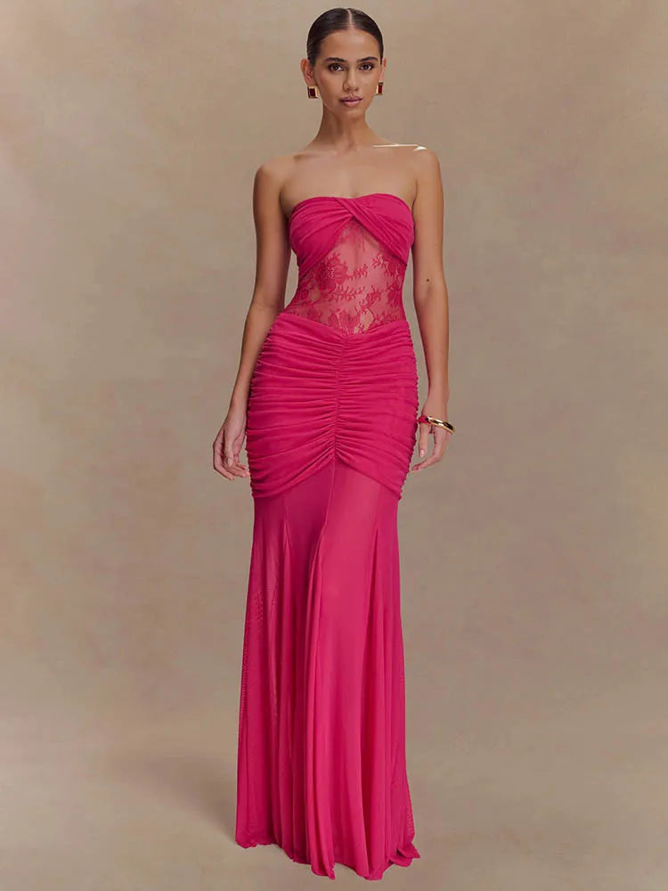 Aimee | Sheer Panel Ruched Dress