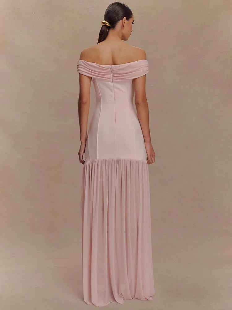 Selena | Off-Shoulder Draped Royal Dress