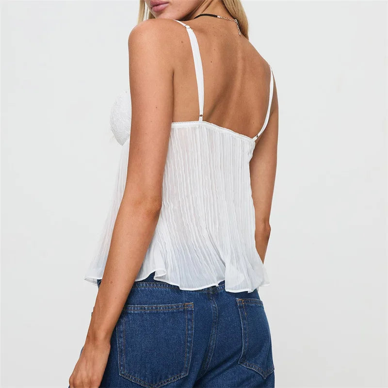 Arielle | Pleated Lace Top