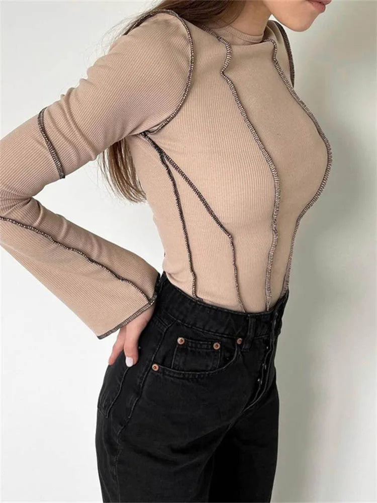 Léna | Flared Sleeve Patchwork T-Shirt