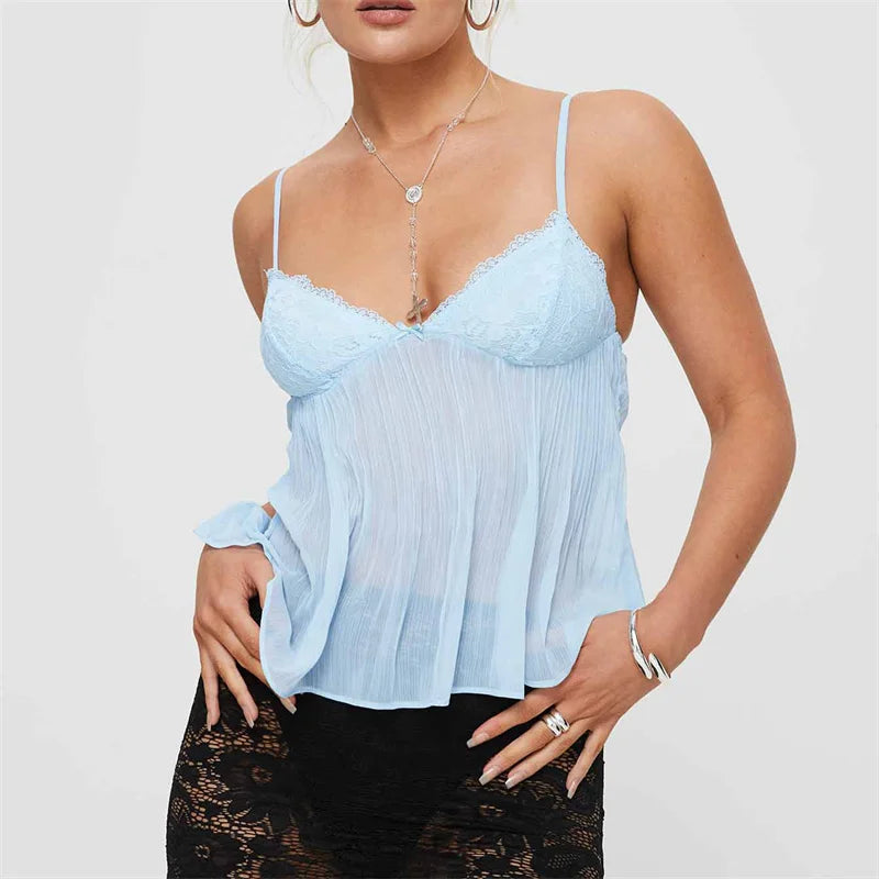 Arielle | Pleated Lace Top