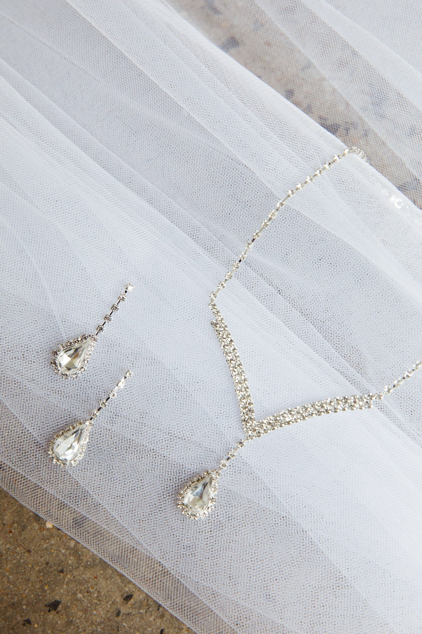 Melissa Diamond Silver Necklace and Earring Set