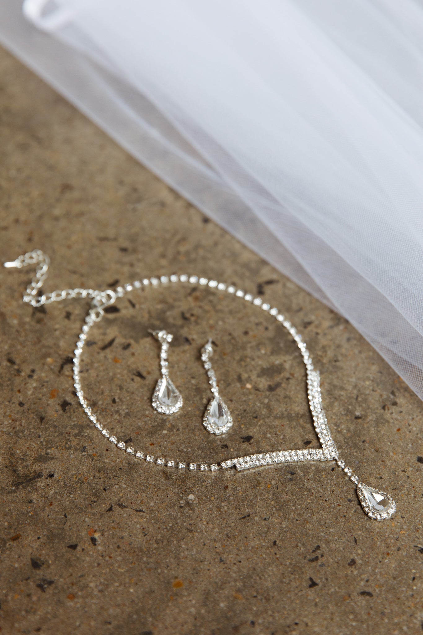 Melissa Diamond Silver Necklace and Earring Set