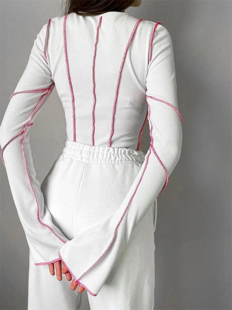 Léna | Flared Sleeve Patchwork T-Shirt