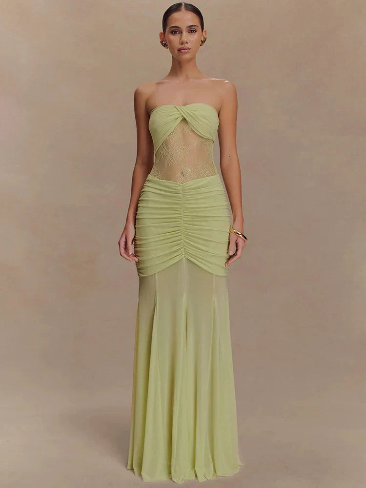 Aimee | Sheer Panel Ruched Dress