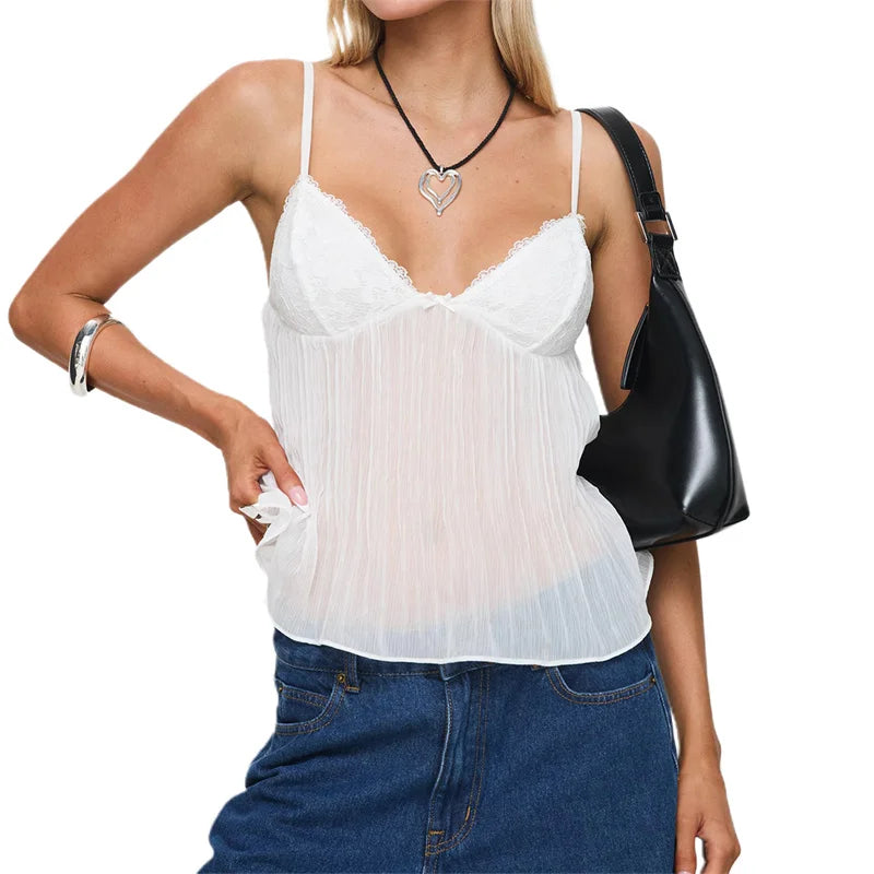 Arielle | Pleated Lace Top