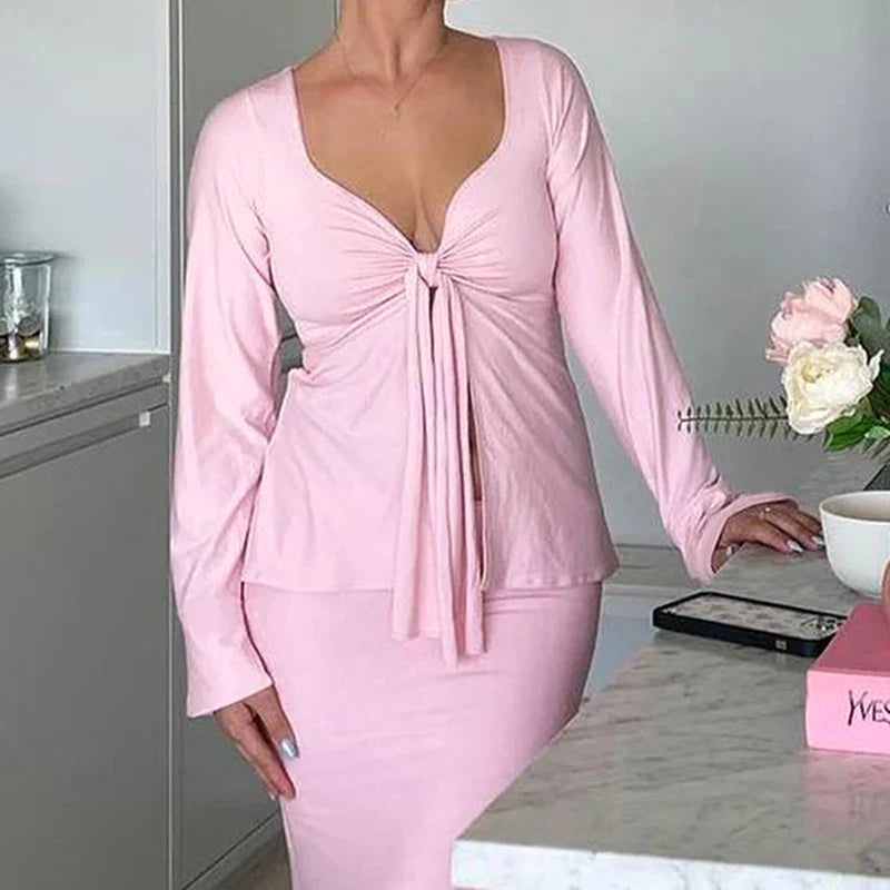 Maëva | Y2K Knotted Short Blouse