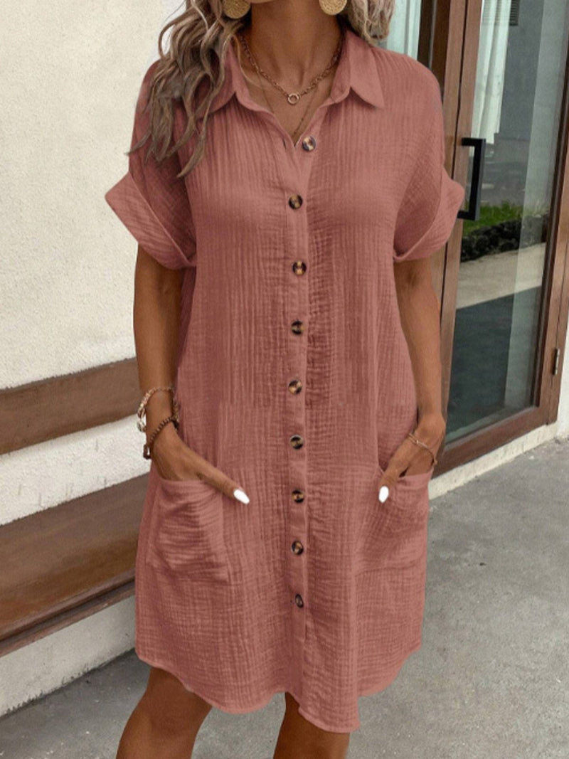 Hailey - Women’s Retro Cotton Linen Shirt Dress