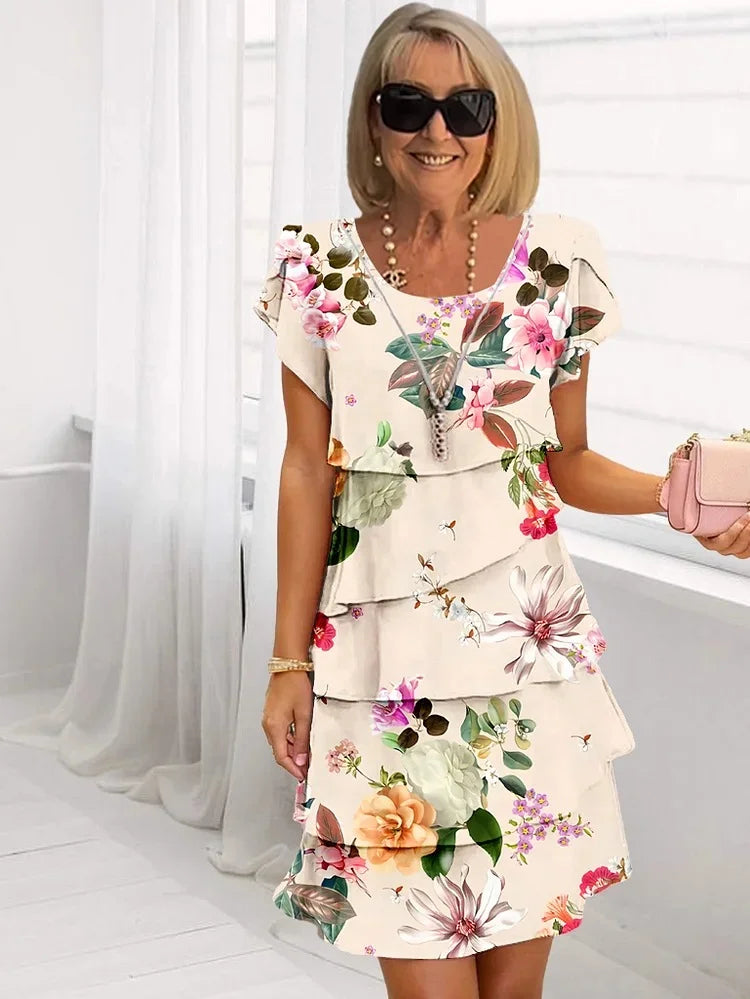 Clarissa | Pleated Floral Dress with Ruffles