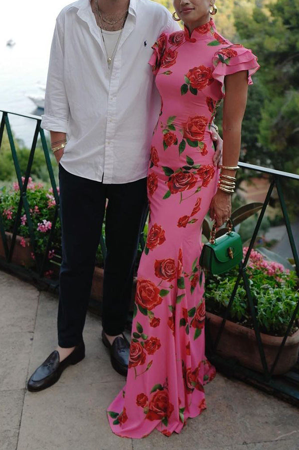 Meilin | Floral Maxi Dress Cheongsam Style