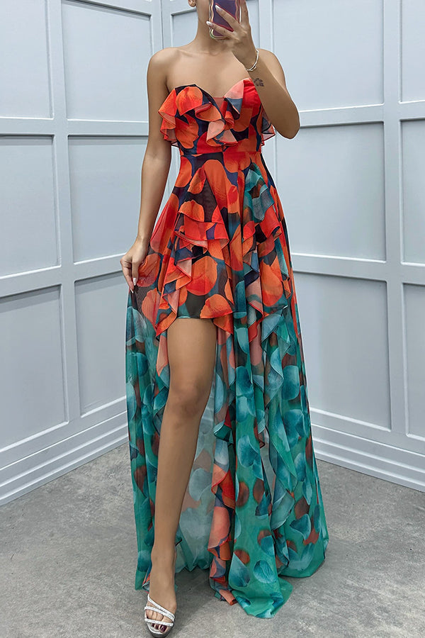 Noélie | Ombre Maxi Dress with Ruffles and Slit