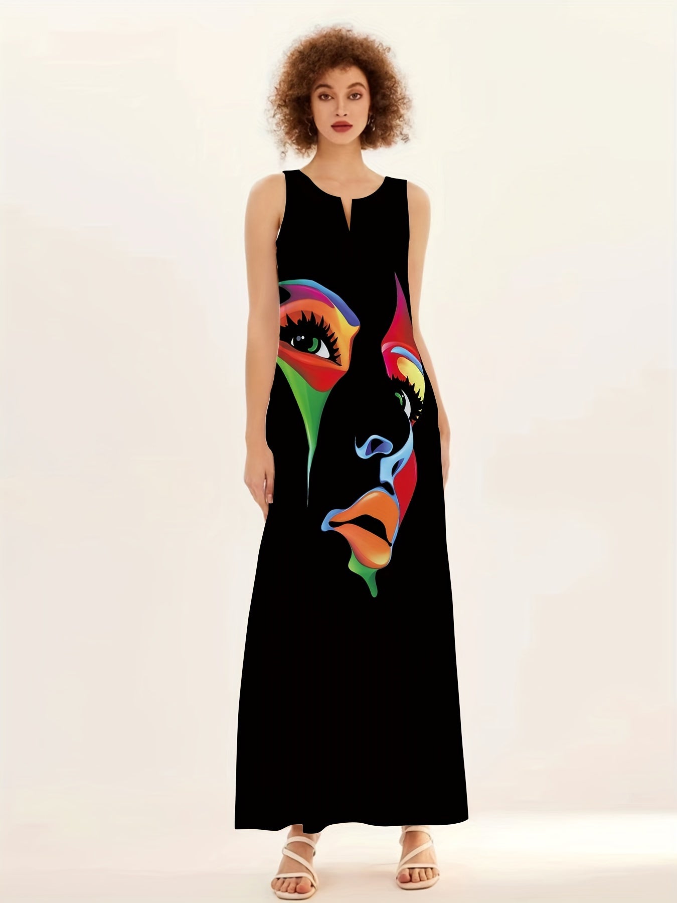 Honor - Chic Mask Print Maxi Dress