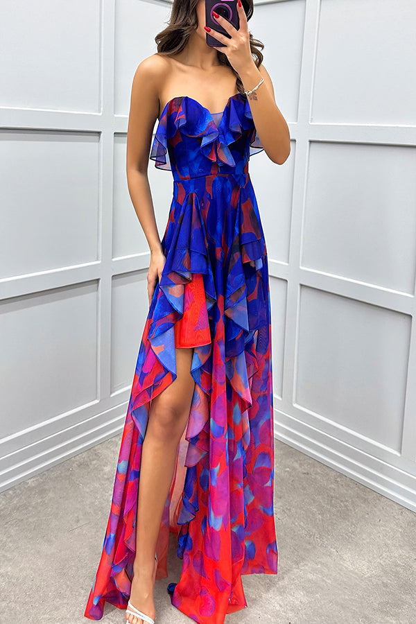 Noélie | Ombre Maxi Dress with Ruffles and Slit