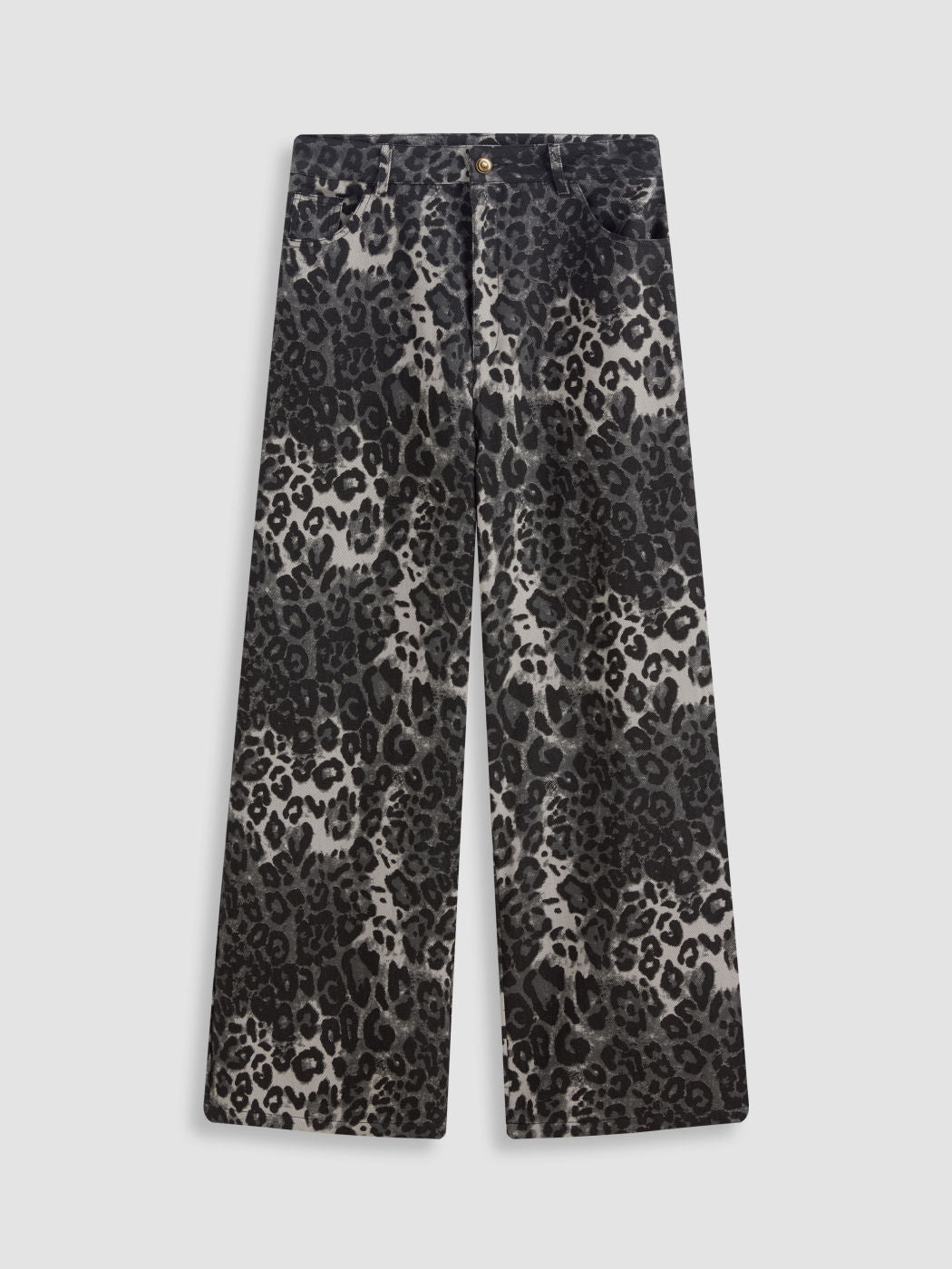 Soraya | Wide Leg Leopard Denim Pants