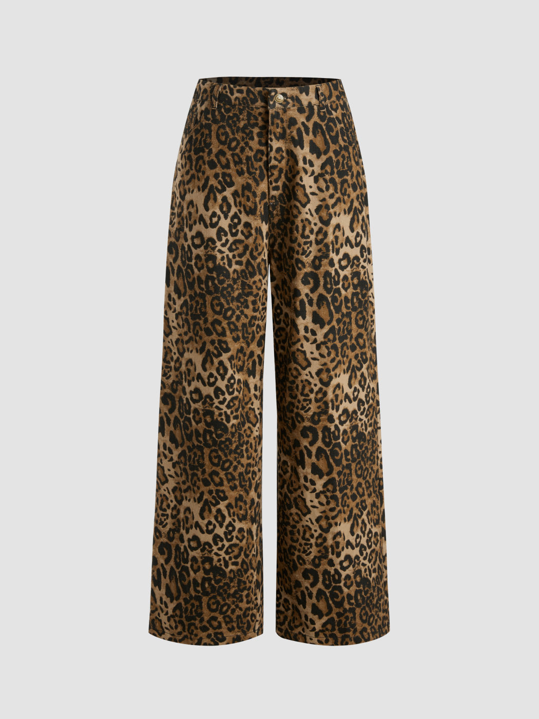 Soraya | Wide Leg Leopard Denim Pants
