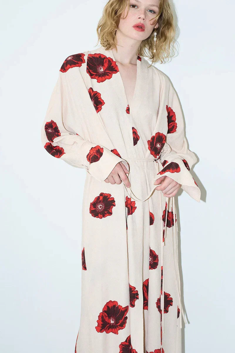 Château Luxe Paris™ | Sahara Print Kimono Poppy
