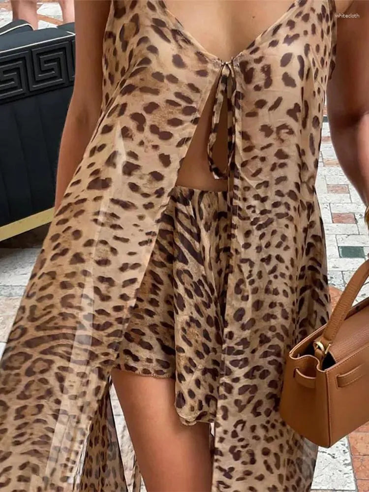 Tess | Leopard Split Set with Shorts
