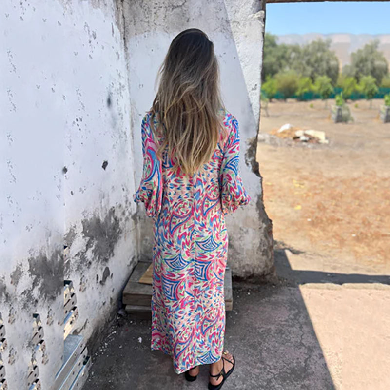 Maëlle | Maxi Bohemian Dress with Abstract Print