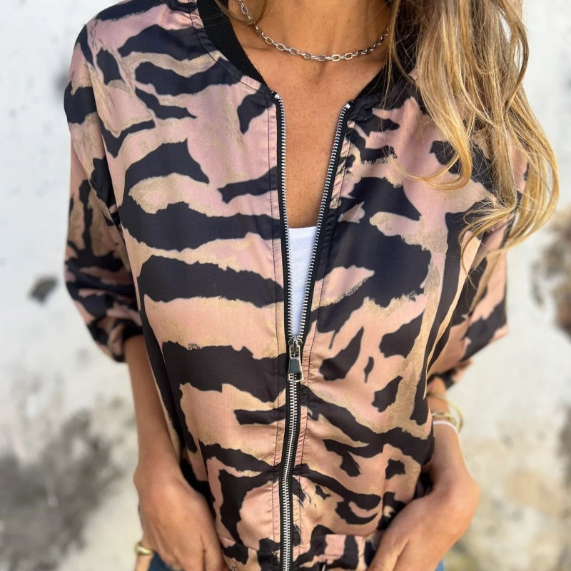 Salomé | Zip-Up Zebra Print Jacket