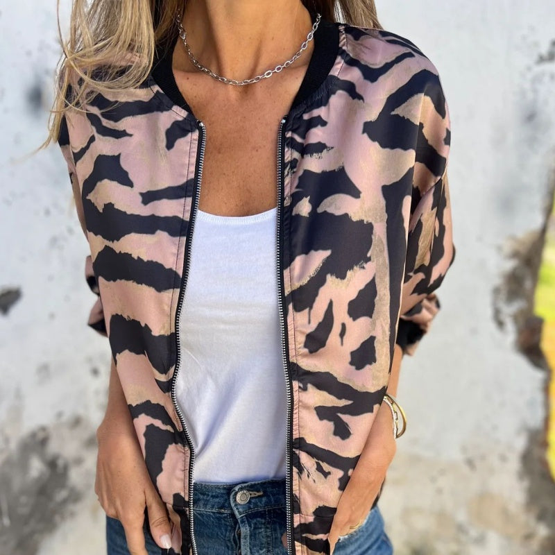 Salomé | Zip-Up Zebra Print Jacket