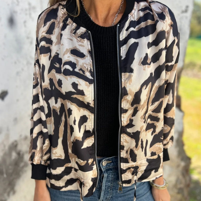 Salomé | Zip-Up Zebra Print Jacket