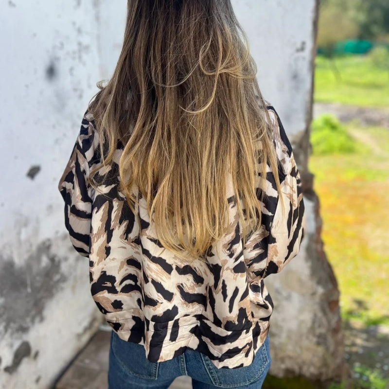 Salomé | Zip-Up Zebra Print Jacket
