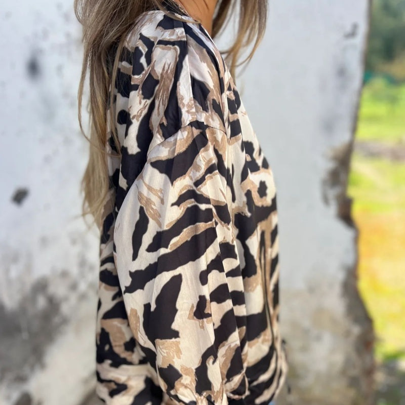 Salomé | Zip-Up Zebra Print Jacket
