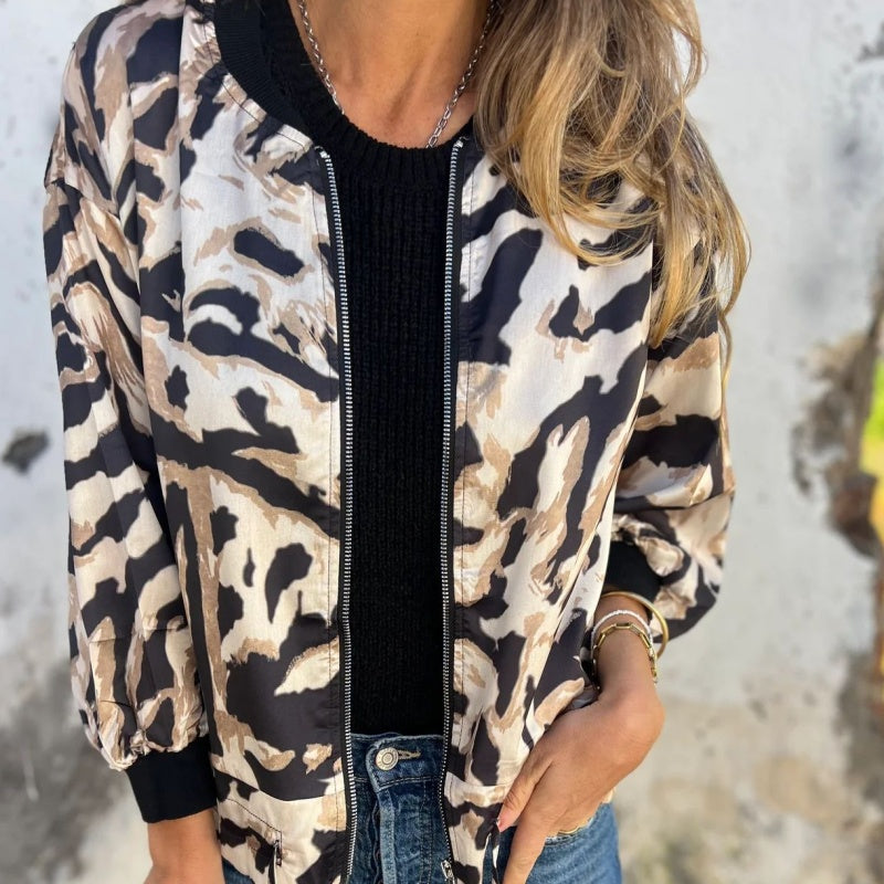 Salomé | Zip-Up Zebra Print Jacket