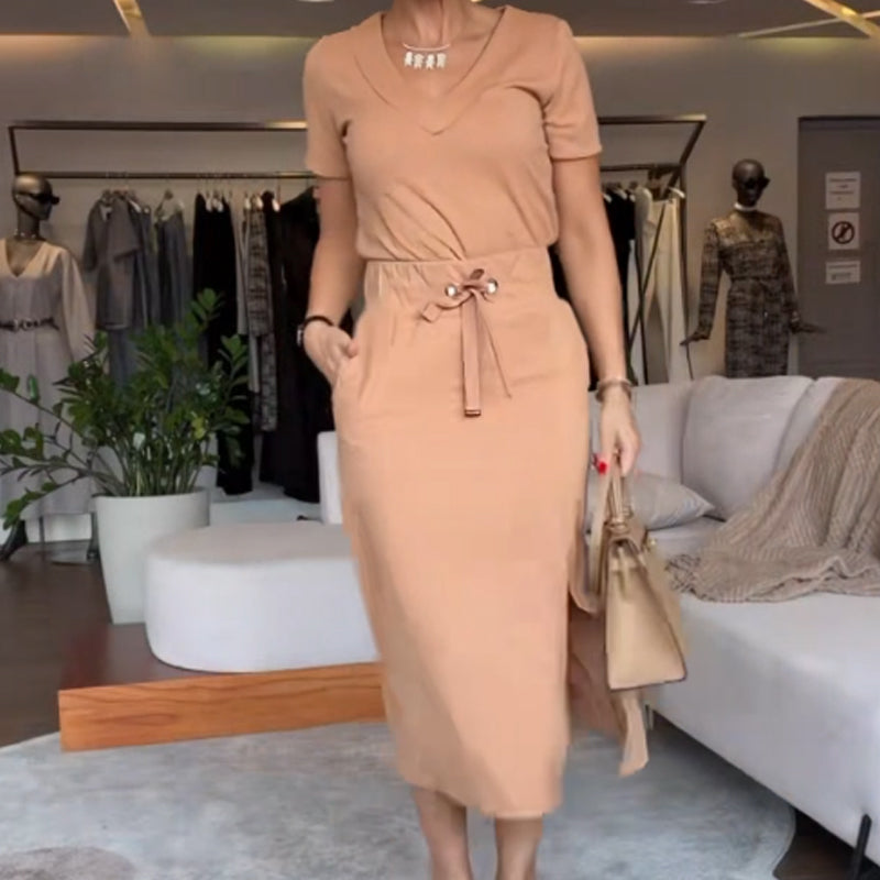 Romy | Skirt and V-Neck Top Set