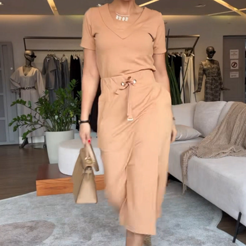 Romy | Skirt and V-Neck Top Set