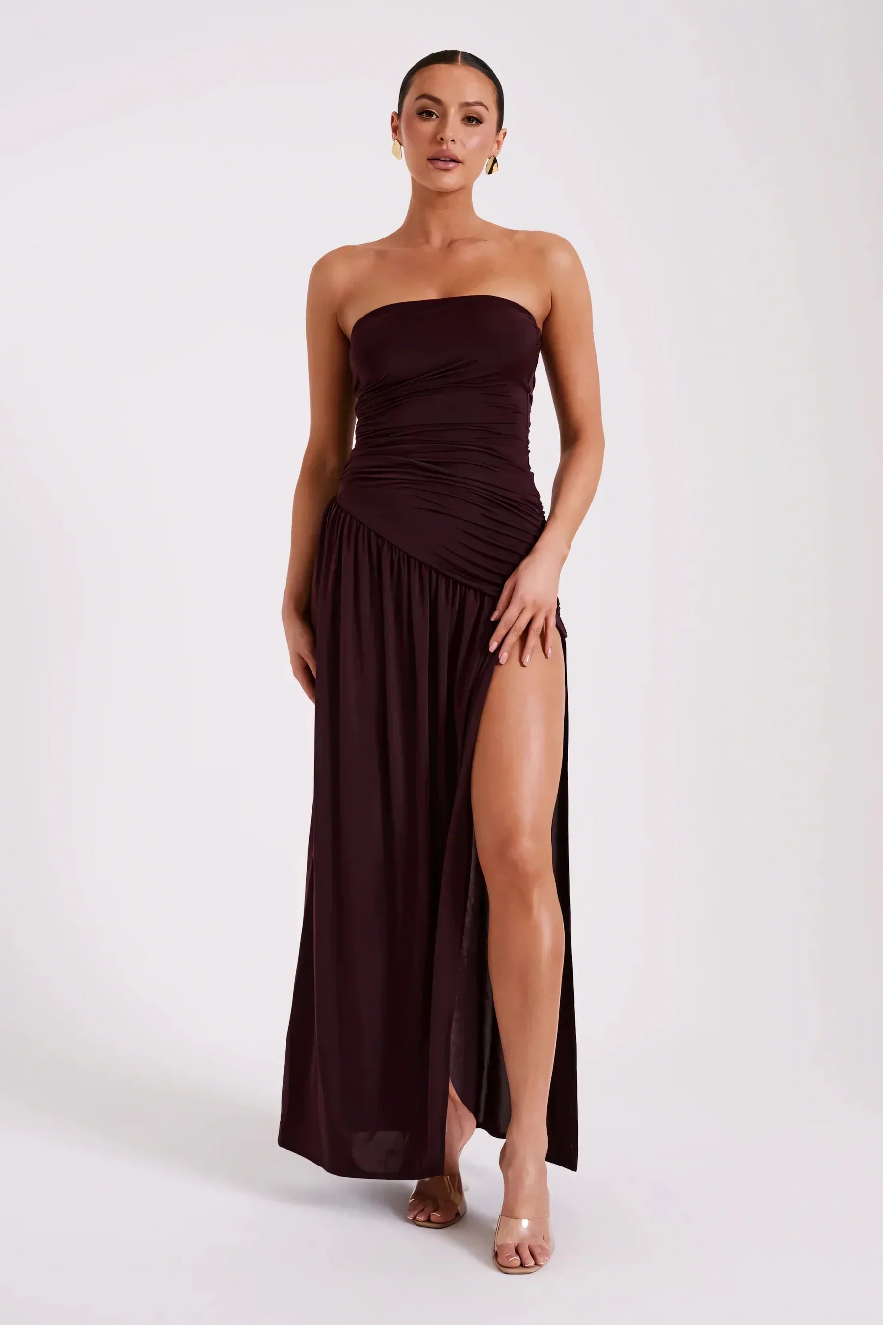 Lena | Draped Dress & Bold Slit