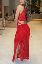 Élia | Textured Maxi Dress with Cut-Out and Ring
