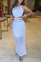Élia | Textured Maxi Dress with Cut-Out and Ring