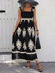 Valentina - Chic Square Neck Sleeveless Printed Beach Dress