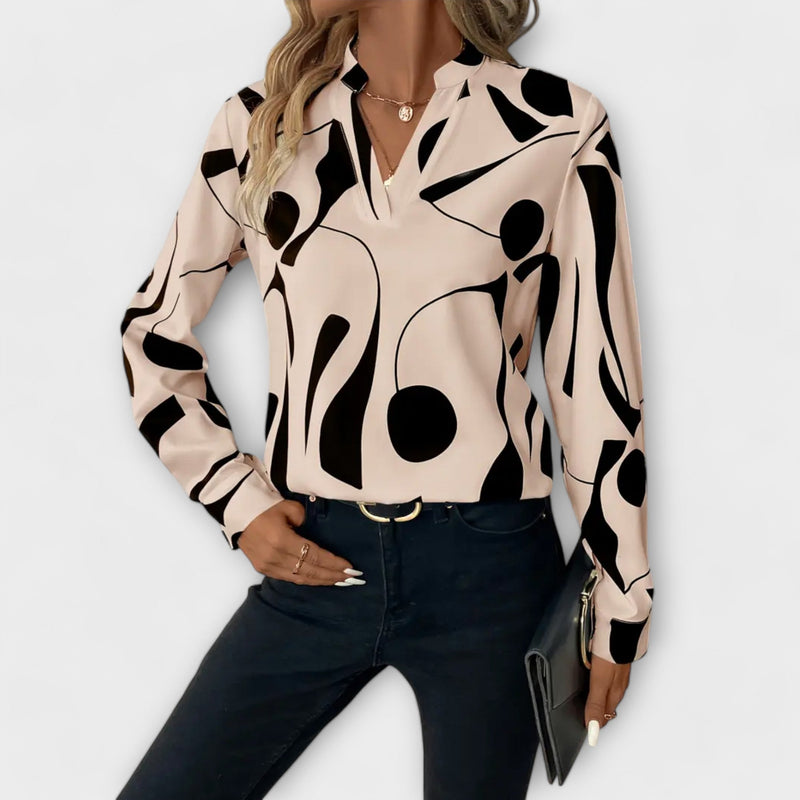 Yara | Elegant Blouse with Long Sleeves And Pointed Neckline