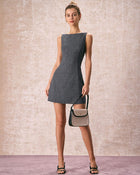 Melanie | Sleeveless Mini Dress with Boat Neck